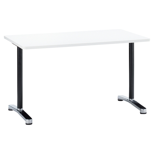 【廃番】会議用テーブル 2本T字脚テーブル AL-1275 W1200×D750×H700(mm) ブラックカラー＆アルミダイキャストベース脚のメイン画像
