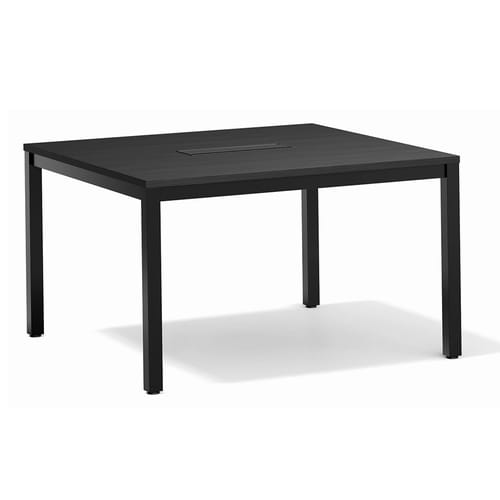 会議用テーブル アイコ AOTBK-1212-72 W1200×D1200×H720(mm) ブラックカラー粉体塗装4本脚テーブル コードホール付きのメイン画像