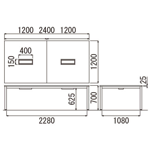 会議用テーブル アイコ AOTBK-2412-70 W2400×D1200×H700(mm) ブラックカラー粉体塗装4本脚テーブル コードホール付き商品画像2