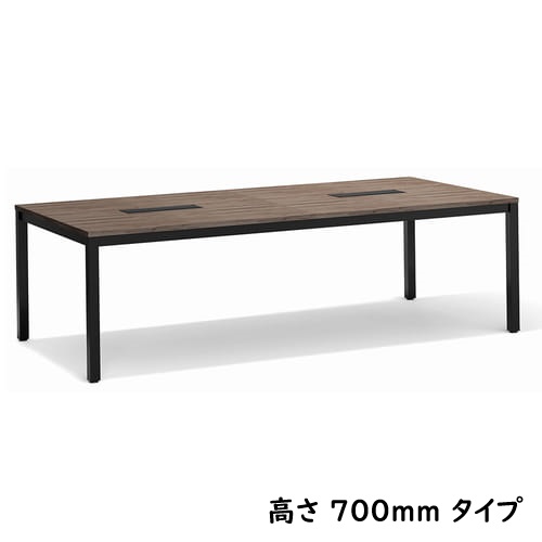 会議用テーブル アイコ AOTBK-2412-70 W2400×D1200×H700(mm) ブラックカラー粉体塗装4本脚テーブル コードホール付きのメイン画像