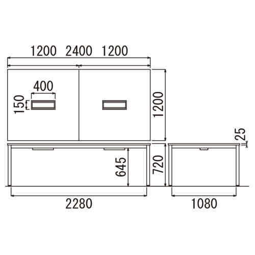 会議用テーブル アイコ AOTBK-2412-72 W2400×D1200×H720(mm) ブラックカラー粉体塗装4本脚テーブル コードホール付き商品画像2