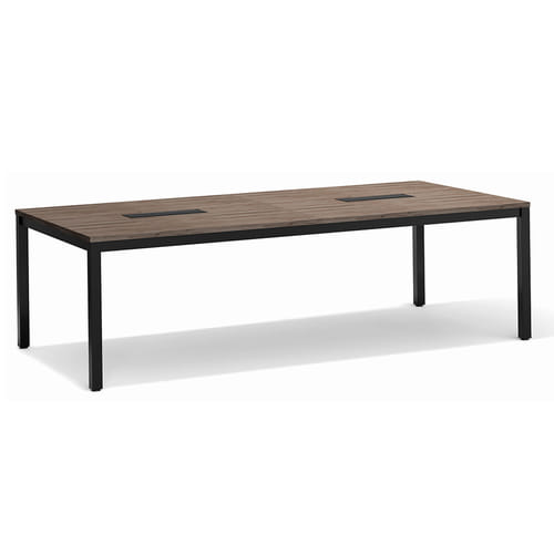 会議用テーブル アイコ AOTBK-2412-72 W2400×D1200×H720(mm) ブラックカラー粉体塗装4本脚テーブル コードホール付きのメイン画像