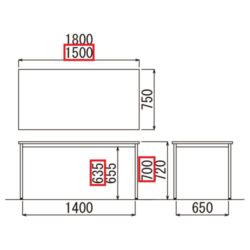 会議用テーブル アイコ AOTMF-1575-70 W1500×D750×H700(mm) メッキ仕上げ φ38.1mm丸脚テーブル商品画像4