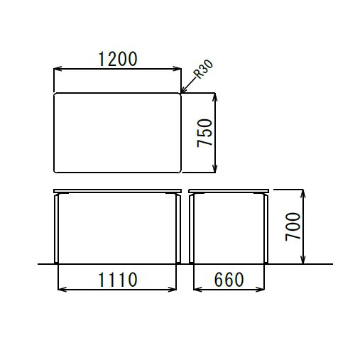 【廃番】会議用テーブル 4本脚テーブル AR-1275K W1200×D750×H700(mm) クロームメッキ商品画像3