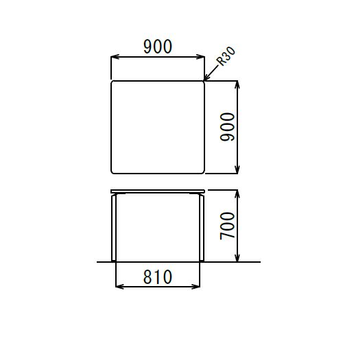 【廃番】会議用テーブル 正方形天板 900mm角 ARW-900K W900×D900×H700(mm) ホワイト塗装脚商品画像3