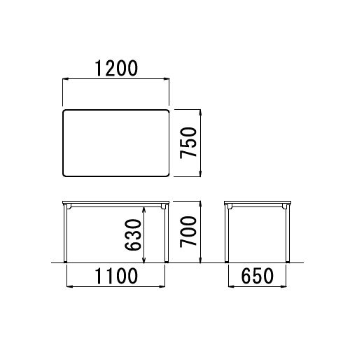 【廃番】会議用テーブル 4本脚テーブル スチールパイプ・クロームメッキ ATM-1275 W1200×D750×H700(mm)商品画像2