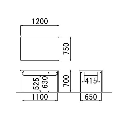 【廃番】会議用テーブル 4本脚テーブル スチールパイプ脚 クロームメッキ 棚付き ATS-1275SE W1200×D750×H700(mm) ソフトエッジ巻き商品画像2