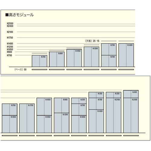 トレー書庫 ナイキ コンビ型 A4用(3列 浅型14段・深型6段) ホワイトカラー CW型 CW-0911ALC-W W899×D450×H1050(mm)商品画像3