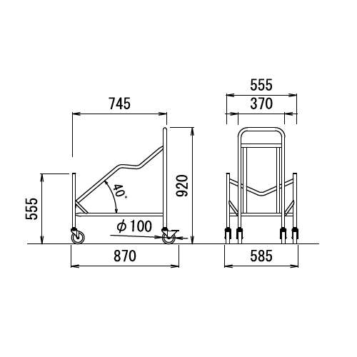 【廃番】スタッキングチェア専用台車 アイコ D-14 (MC-101他)商品画像2