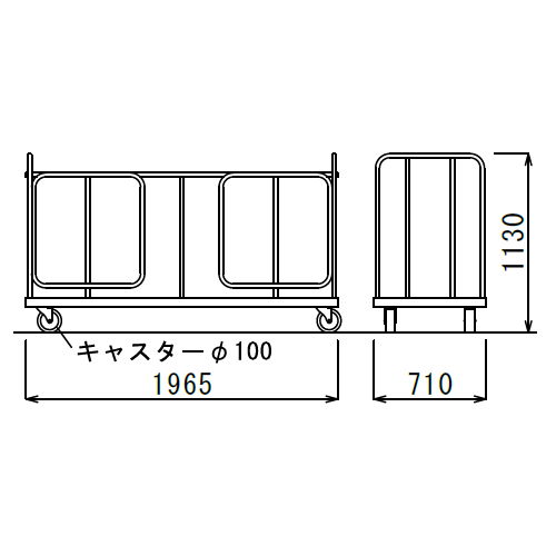 【廃番】折りたたみテーブル用台車 DFT W1965×D710×H1130(mm)商品画像2