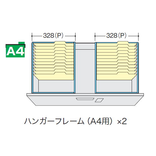 【WEB販売休止中】ナイキ CW型ダイヤル錠3段ファイル引き出し書庫用A4ハンガーフレーム DHF-A4T-2 2本セットのメイン画像