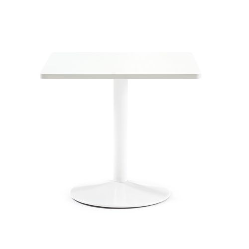 【廃番】会議用テーブル 正方形天板 750mm角 ETW-750K W750×D750×H720(mm) 1本脚テーブル ホワイト塗装脚のメイン画像