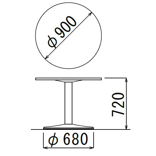 【廃番】会議用テーブル 円形天板 900φ ETW-900R W900×D900×H720(mm) 1本脚テーブル ホワイト塗装脚商品画像3