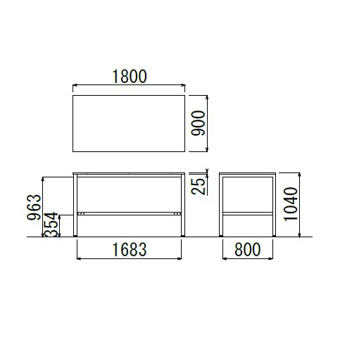 【廃番】会議用テーブル ハイテーブル HTK-1890 W1800×D900×H1040(mm) シルバー塗装脚 4本脚テーブル アジャスター付商品画像3