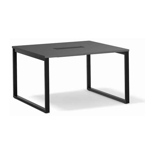 会議用テーブル アイコ LPTB-1212 W1200×D1200×H720(mm) ブラックカラー粉体塗装スクエア脚テーブル コードホール付きのメイン画像
