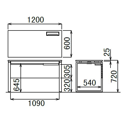 ワークテーブル アイコ LPTB-1260 W1200×D600×H720(mm) ブラックカラー粉体塗装スクエア脚テーブル 幕板付き コードホール付き商品画像2
