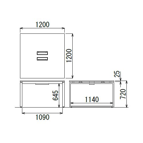 【廃番】会議用テーブル アイコ LPTW-1212 W1200×D1200×H720(mm) ホワイトカラー粉体塗装スクエア脚テーブル コードホール付き商品画像4