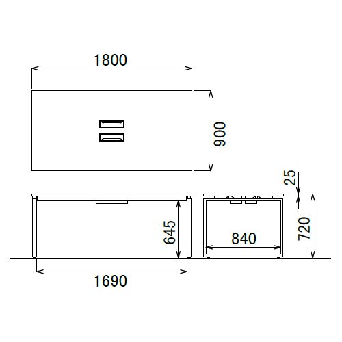 【廃番】会議用テーブル アイコ LPTW-1890 W1800×D900×H720(mm) ホワイトカラー粉体塗装スクエア脚テーブル コードホール付き商品画像3