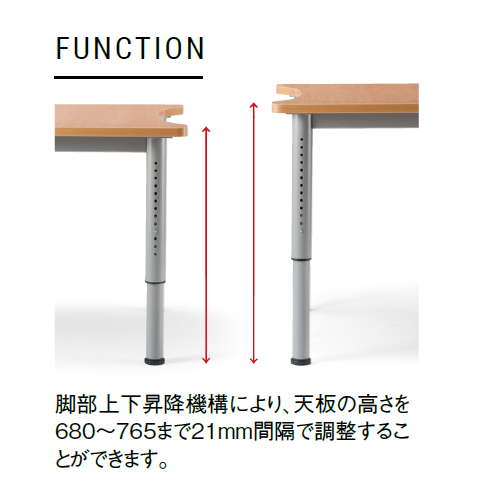 【廃番】介護テーブル 天板上下昇降式 凹み形天板 NJT-2412 W2400×D1200×H680～765(mm)商品画像4