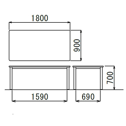 【廃番】介護テーブル NSTテーブル NST-1890 W1800×D900×H700(mm)商品画像3