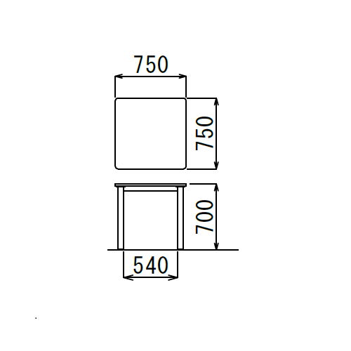 【廃番】介護テーブル NSTテーブル 正方形天板 NST-7575 W750×D750×H700(mm)商品画像3