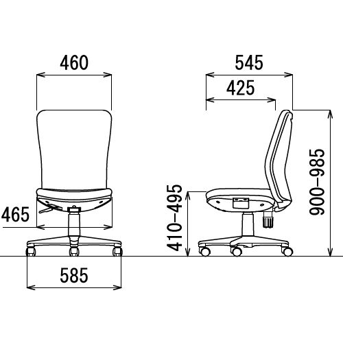 チェア アイコ OA-1205 ミドルバック 肘なしタイプ商品画像4