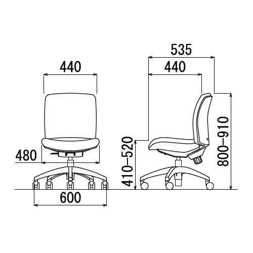 【廃番】チェア アイコ OA-2105 ローバック 肘なしタイプ φ60mm大口径ナイロン双輪キャスター採用商品画像6