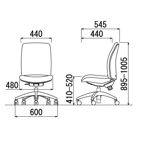 【廃番】チェア アイコ OA-2125 ミドルバック 肘なしタイプ φ60mm大口径ナイロン双輪キャスター採用商品画像6