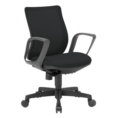 チェア アイコ OA-3215B-FBJ ブラックシェル ローバック  サークル肘タイプ φ60mm大口径ナイロン双輪キャスター商品画像3