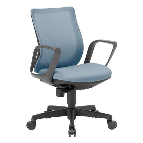 チェア アイコ OA-3215B-FBJ ブラックシェル ローバック  サークル肘タイプ φ60mm大口径ナイロン双輪キャスター商品画像4