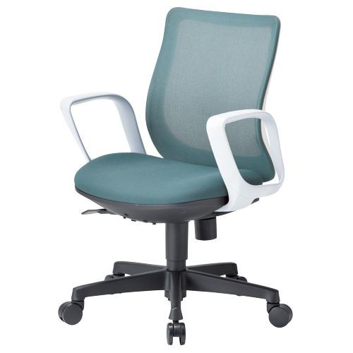 チェア アイコ OA-3215W-FWJ ホワイトシェル ローバック  サークル肘タイプ φ60mm大口径ナイロン双輪キャスター商品画像3