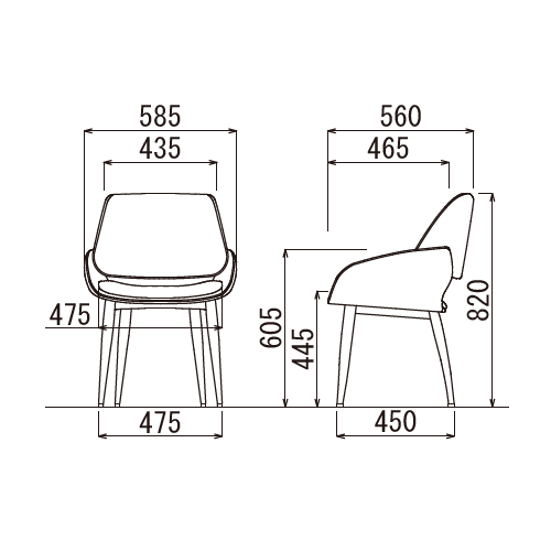 オフィスカジュアルチェア アイコ OC-554 4本固定脚 肘あり商品画像5