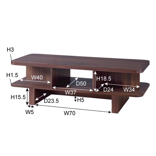 【廃番】センターテーブル KD Furnitureシリーズ ディスプレイ・レイアウト型テーブル W1200×D500×H390(mm)商品画像2