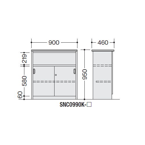 【WEB販売休止中】カウンター ハイカウンター ナイキ SNC型 錠付き・棚付きタイプ SNC0990K W900×D460×H950(mm)商品画像4