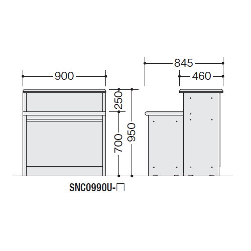 【WEB販売休止中】カウンター 受付カウンター ナイキ SNC型 ハイカウンター SNC0990U W900×D845×H950(mm)商品画像4