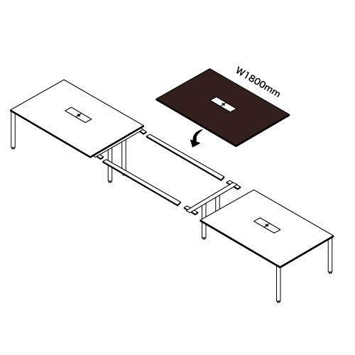 【廃番】会議用テーブル 井上金庫(イノウエ) 増連セット W1800mm UTS-ZR1800 UTSテーブル(W3600×D1200)専用のメイン画像