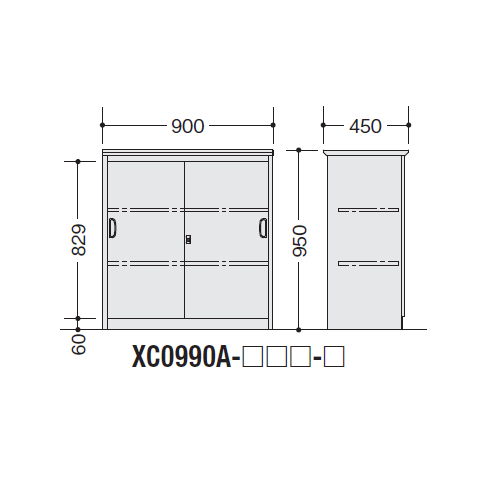 【WEB販売休止中】カウンター ハイカウンター ナイキ XC型 鍵付き・総扉タイプ XC0990A W900×D450×H950(mm)商品画像2