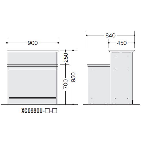 【WEB販売休止中】カウンター 受付カウンター ナイキ XC型 ハイカウンター XC0990U W900×D840×H950(mm)商品画像2