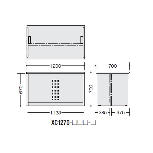 【WEB販売休止中】カウンター ローカウンター ナイキ XC型 配線ダクト付き XC1270 W1200×D700×H700(mm)商品画像2