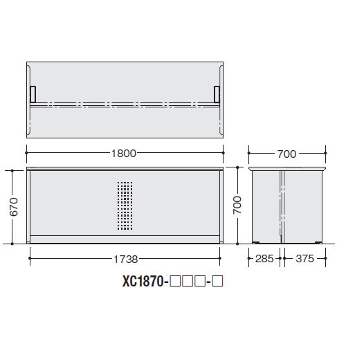 【取扱終了】カウンター ローカウンター ナイキ XC型 配線ダクト付き XC1870 W1800×D700×H700(mm)商品画像2