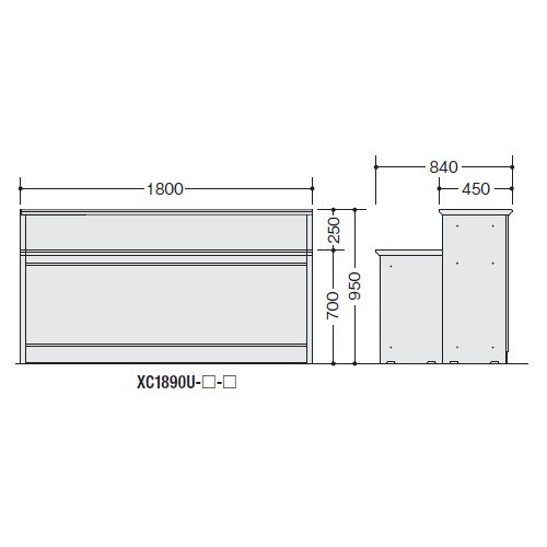 【WEB販売休止中】カウンター 受付カウンター ナイキ XC型 ハイカウンター XC1890U W1800×D840×H950(mm)商品画像2