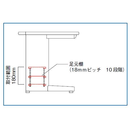 【WEB販売休止中】足元棚 ナイキ XEDH型・XED型専用 両袖デスク用 幅1400mm用 XEFT-14W-W商品画像2