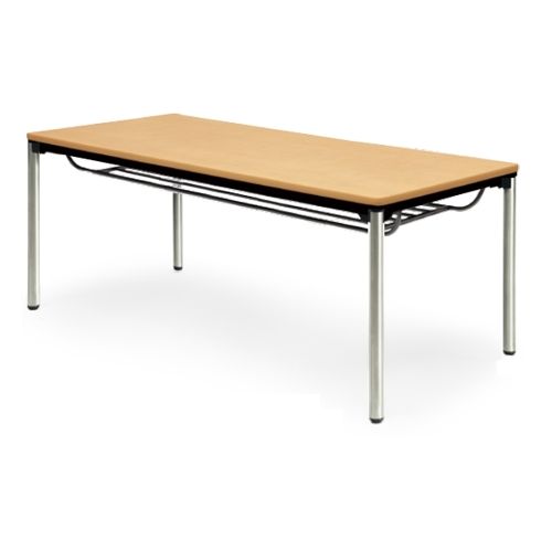 廃番】会議用テーブル 4本脚テーブル ステンレスパイプ脚 棚付き ATXS