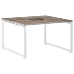 会議用テーブル LPTW-1212 W1200×D1200×H720(mm) ホワイトカラー粉体塗装スクエア脚テーブル コードホール付き