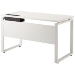 ワークテーブル LPTW-1260 W1200×D600×H720(mm) ホワイトカラー粉体塗装スクエア脚テーブル 幕板付き コードホール付き
