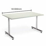 【廃番】会議用テーブル 2本固定脚 MT-1575K W1500×D750×H700(mm) 角形天板 クロームメッキ