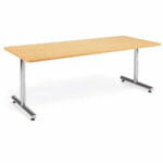 【廃番】会議用テーブル 2本固定脚 MT-1875K W1800×D750×H700(mm) 角形天板 クロームメッキ