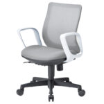 チェア アイコ OA-3215W-FWJ ホワイトシェル ローバック  サークル肘タイプ φ60mm大口径ナイロン双輪キャスター