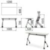会議用テーブル SAK-1260 W1200×D600×H720(mm) 平行スタックテーブル 棚なし・パネルなし