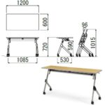 会議用テーブル アイコ SAKT-1260 W1200×D600×H720(mm) 平行スタックテーブル 棚付き・パネルなし